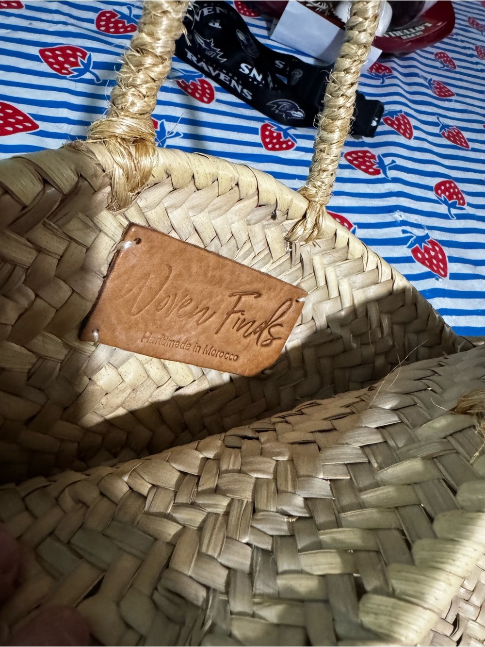 Natural Straw Tote Bag - Handmade